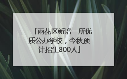 雨花区新增一所优质公办学校，今秋预计招生800人