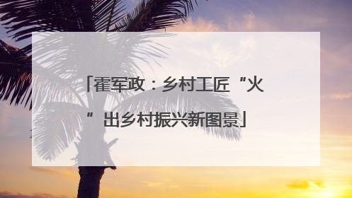 霍军政：乡村工匠“火”出乡村振兴新图景