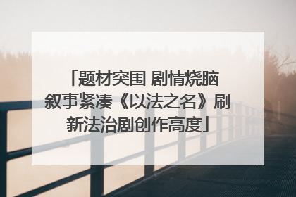 题材突围 剧情烧脑 叙事紧凑《以法之名》刷新法治剧创作高度