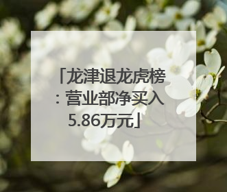 龙津退龙虎榜：营业部净买入5.86万元